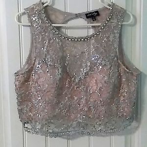 Love Reign 2 piece Prom Dress Pink & Silver Size 15